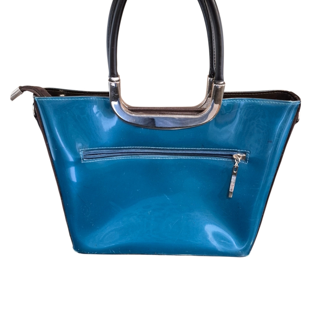 Beijo Teal Tote with Silver Handles - Picture 3 of 6